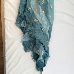 Coach rose gold flamingo blue scarf